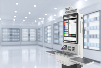 Self-checkout kiosk or self-service payment machine