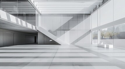 Obraz premium A large, empty room with a white ceiling and white walls