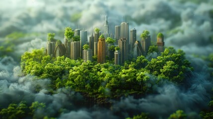 Fototapeta premium Professionals Brainstorm Emissions Reduction for Environmental Balance