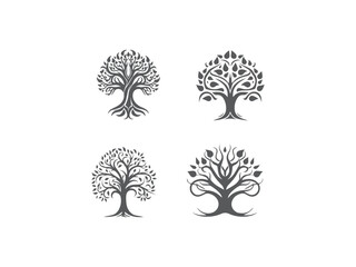 premium and creative tree set logo vector, vector and illustration,