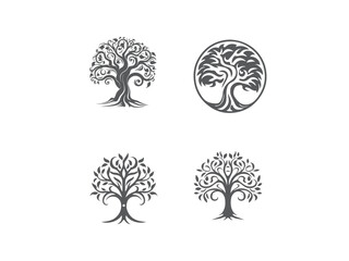 premium and creative tree set logo vector, vector and illustration,