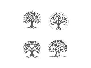 premium and creative tree set logo vector, vector and illustration,