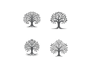 Obraz premium premium and creative tree set logo vector, vector and illustration,