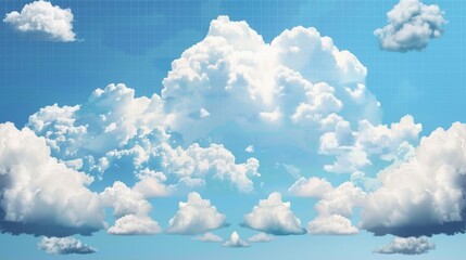 Cloudscape with Blue Sky Grid Overlay