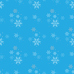 Snowflakes on blue sky - Christmas seamless background