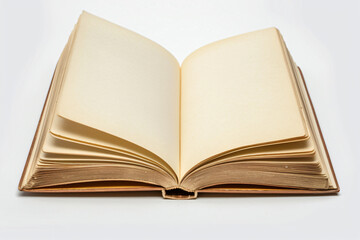 open blank book on white background, top view, mockup style, white space for text, copy of stock photo, high resolution, high quality, high detail, professional photography