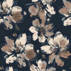 Stylized Flower Circle Pattern in Dark Blue and Pink on Red Background