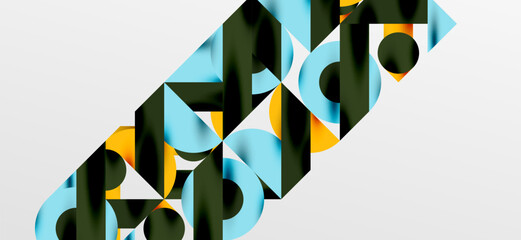 Circles and shadows. Colorful round elements with triangles, semi circles and other shapes. Vector Illustration For Wallpaper, Banner, Background, Card, Book Illustration, landing page