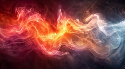 Abstract Smoke Swirls in Red, Orange, and White