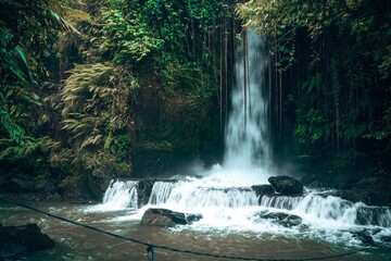 Sumampan waterfall Bali one of the most majestic waterfalls Bali hidden in tropical rainforest...