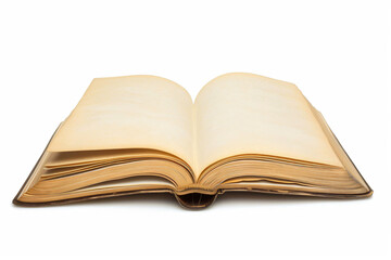 Fototapeta premium open blank book on white background, top view, mockup style, white space for text, copy of stock photo, high resolution, high quality, high detail, professional photography