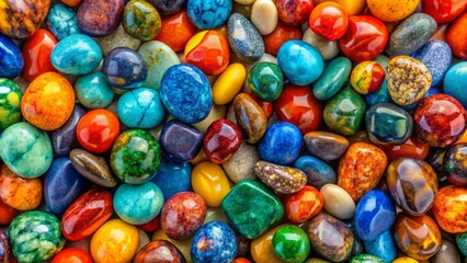 Vibrant, small, rounded stones in varied hues of blue, green, yellow, orange, and red, tightly packed in a seamless texture.
