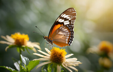 Obraz premium butterfly on a flower. Generative AI.