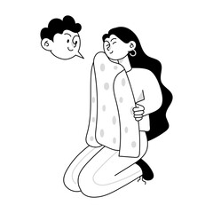 A mini illustration of missing you in doodle style 

