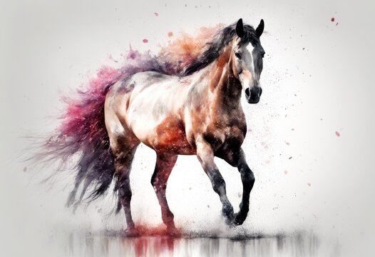 digital illustration col watercol background splash dripping part white minimalist only 130423 horse illustration col watercol background splash dripping part