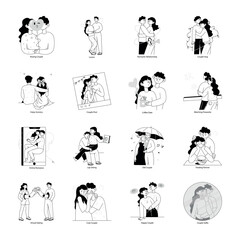 WebPack of Couple Romance Doodle Mini Illustrations 

