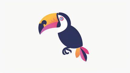 Naklejka premium Pastel Toucan Design on White Background