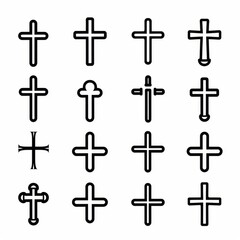 Cross icon, christianity religion symbol, christian sign, cross shape, church emblem, catholicism symbol