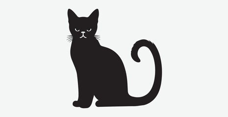 Cat silhouette isolated vector head tail full elegant new best cute sit design illustration animal pet collection full body head black and white download