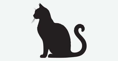 Cat silhouette isolated vector head tail full elegant new best cute sit design illustration animal pet collection full body head black and white download