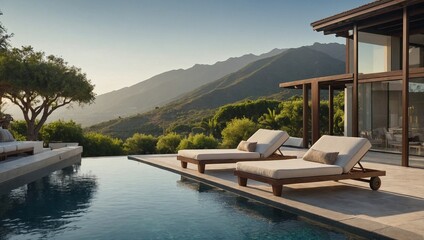 Obraz premium A luxury villa in a picturesque setting with a private