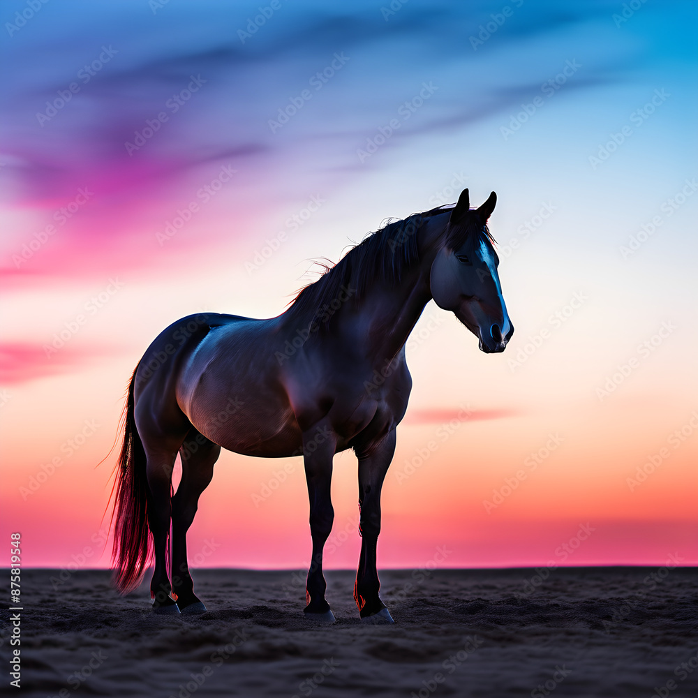 Canvas Prints horse at sunset