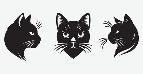 Cat silhouette isolated vector head tail full elegant new best cute sit design illustration animal pet collection full body head black and white download