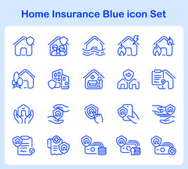  Vector collection of 20 blue line icons
