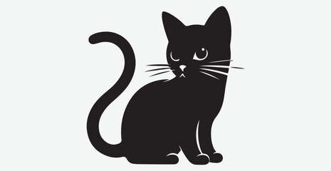 Cat silhouette isolated vector head tail full elegant new best cute sit design illustration animal pet collection full body head black and white download