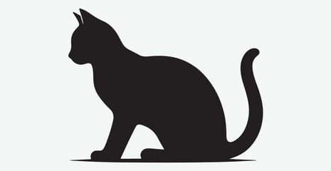 Cat silhouette isolated vector head tail full elegant new best cute sit design illustration animal pet collection full body head black and white download