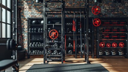 Create a photorealistic image of a modern home gym