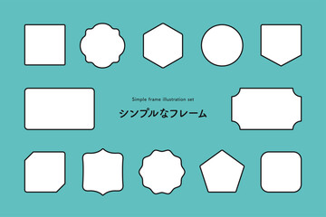 枠の線画。シンプルなデザインのフレームイラスト素材。