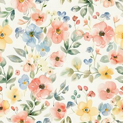 Simple and Elegant Watercolor Flower Pattern for Fabric Design