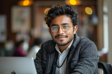 Obraz premium Indian Tech Entrepreneur in Action