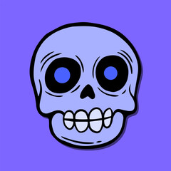 blue skull art illustration hand drawn