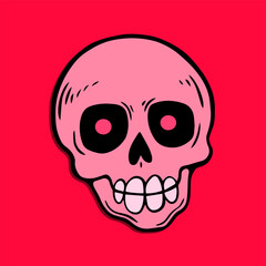 pink skull art illustration hand drawn