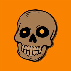 orange skull art illustration hand drawn