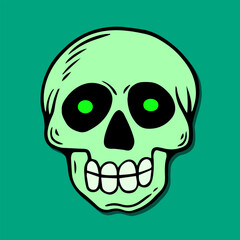 green skull art illustration hand drawn 