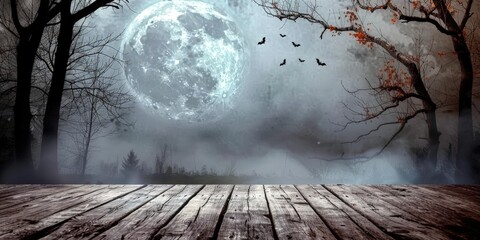 Mystical Halloween Night with a Full Moon
