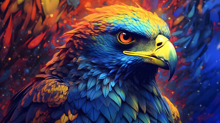 Fototapeta premium Portrait of Eagle, Abstract art colourful painting Eagle