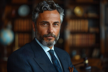 Fototapeta premium Sharp Suited Attorney in Elegant Law Office