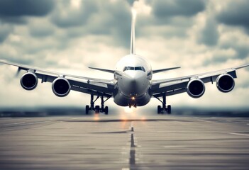 Obraz premium runway large flying a jetliner image airport aerodrome transportation aeroplane speed transport travel