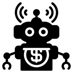 Robot advisor icon for fintech, financial, finance, banking, digital, innovation, security, money, bank, tech, cryptocurrency, blockchain and technology