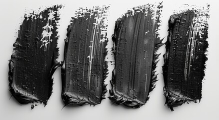 Four black paint strokes on white, versatile for design