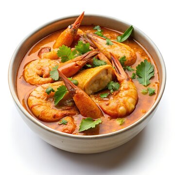 chingri malai curry indian food dish isolated on white background