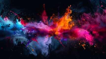 Vibrant Abstract Paint Explosion - Dynamic Desktop Wallpaper with Energetic Colors