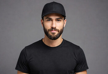 Men wear black cap city background