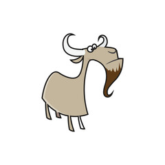 Goat monochrome logo, vector goat cartoon design