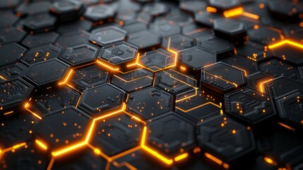 Futuristic Glowing Hexagonal Circuit Board