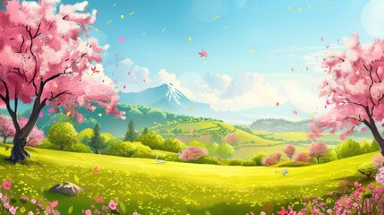Obraz premium beautiful colorful spring landscape background